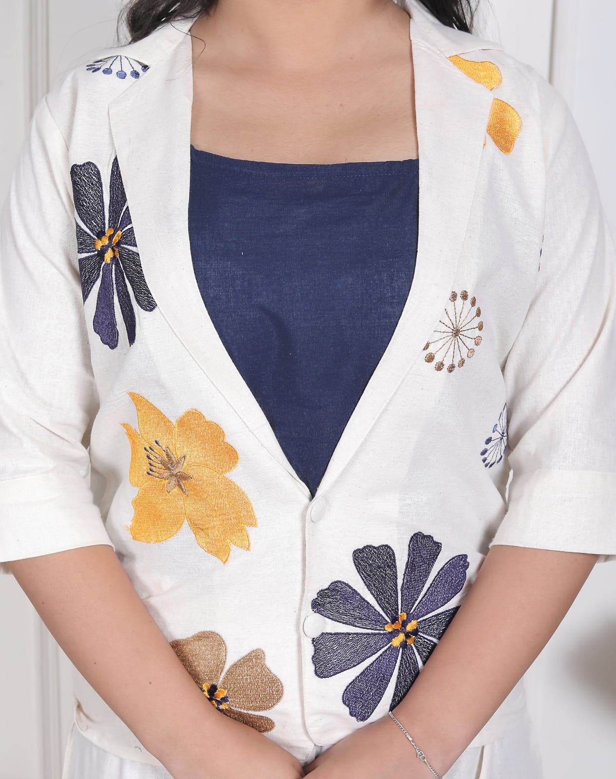 Vibrant Three-Piece Embroidered Cotton Ensemble